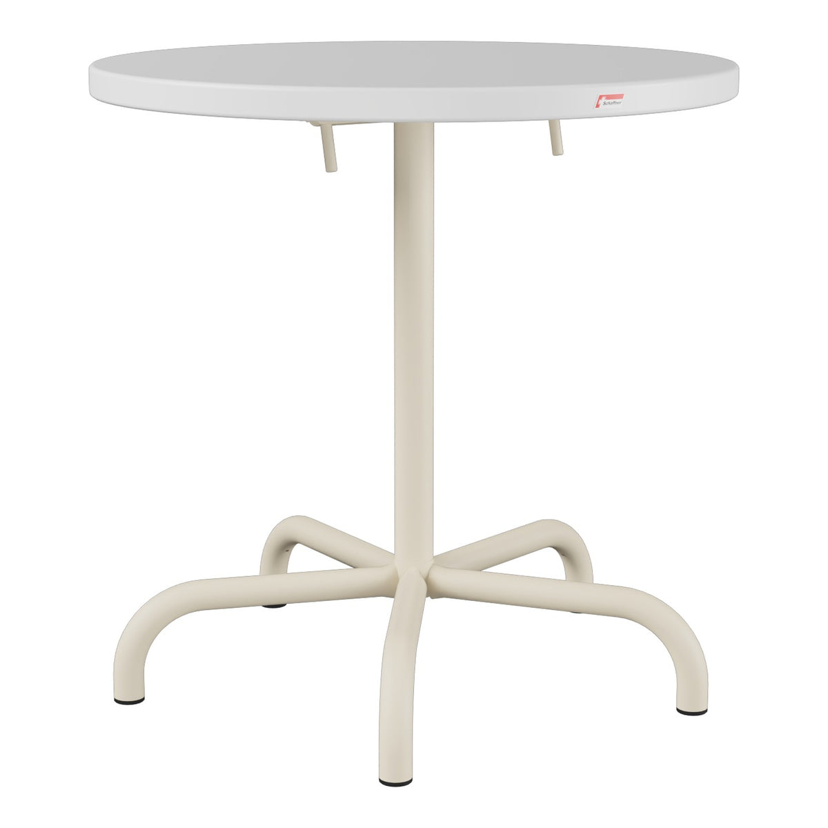 Schaffner Säntis Table repas rabattable Ø72cm – Blanc 90 / Sable Pastel 15