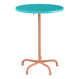 Schaffner Säntis Table haute rabattable ronde Ø80cm h:110cm – Turquoise 58 / Terracotta 84