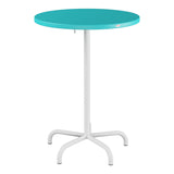Schaffner Säntis Table haute rabattable ronde Ø80cm h:110cm – Turquoise 58 / Blanc 90
