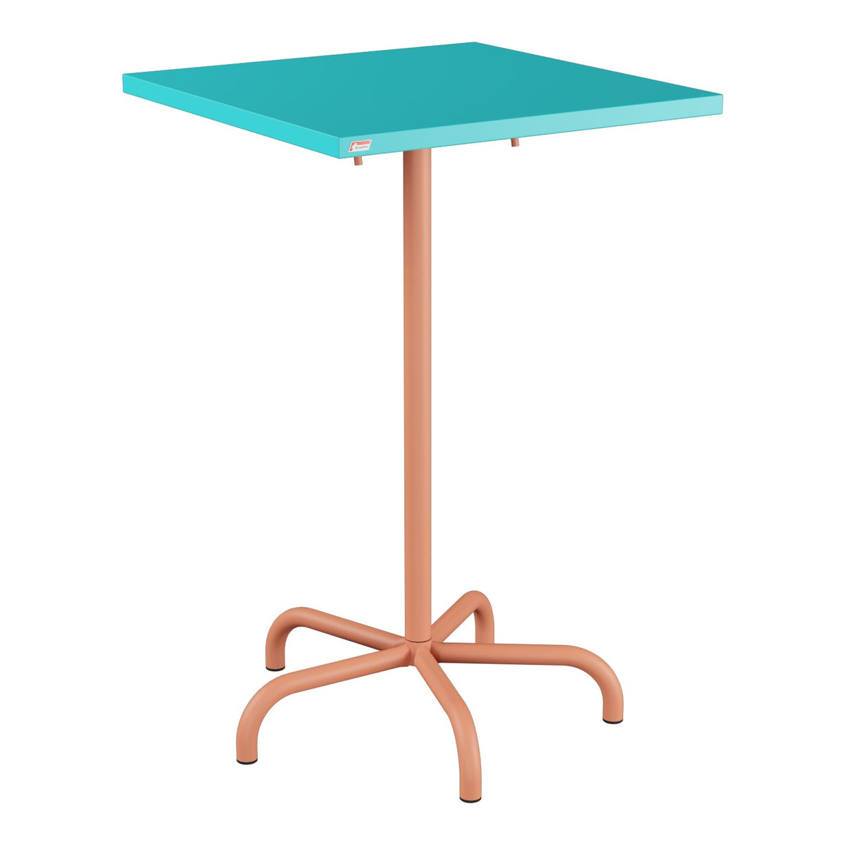 Schaffner Säntis Table haute rabattable 70x70cm h:110cm – Turquoise 58 / Terracotta 84