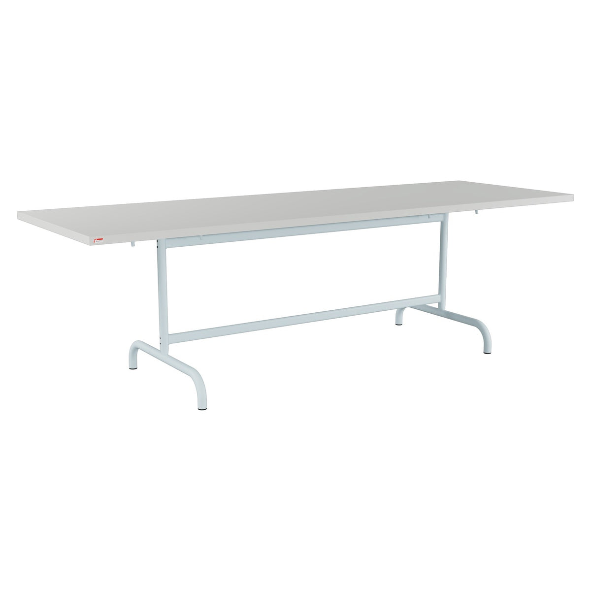 Schaffner Säntis Table repas rabattable 240x80cm – Gris Argent 78 / Bleu Pastel 51