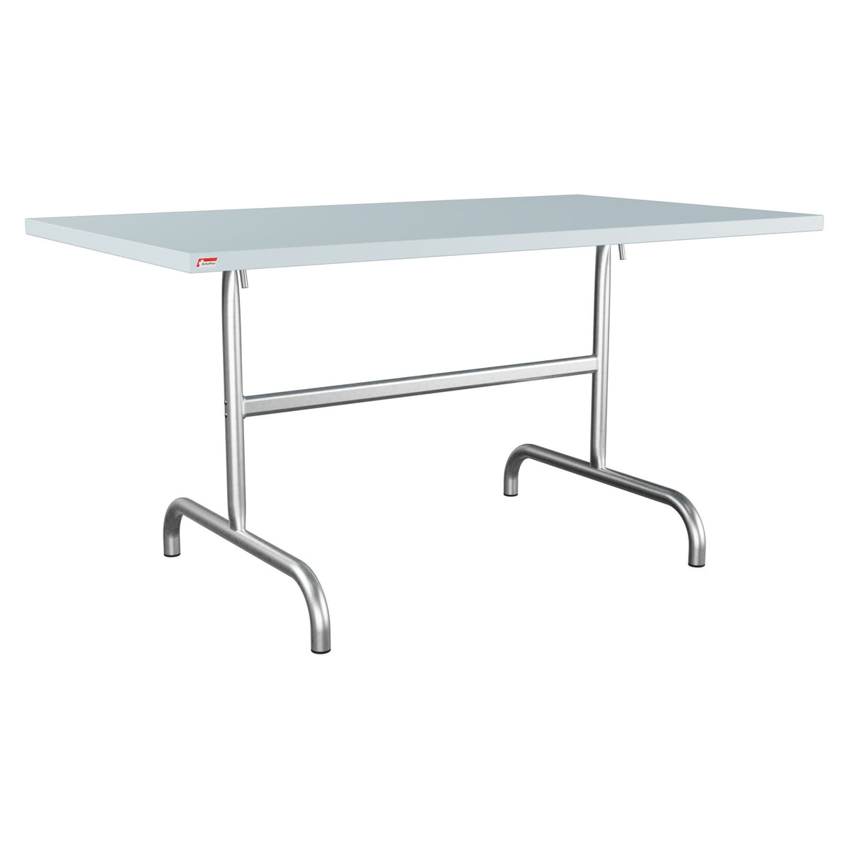 Schaffner Säntis Table repas rabattable 140x80cm – Bleu Pastel 51 / Galvanisé à chaud 02