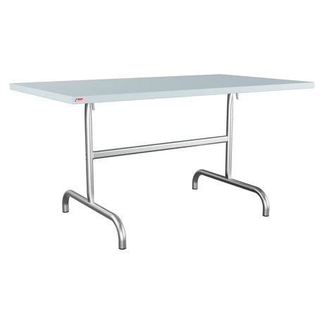 Schaffner Säntis Table repas rabattable 140x80cm – Bleu Pastel 51 / Galvanisé à chaud 02