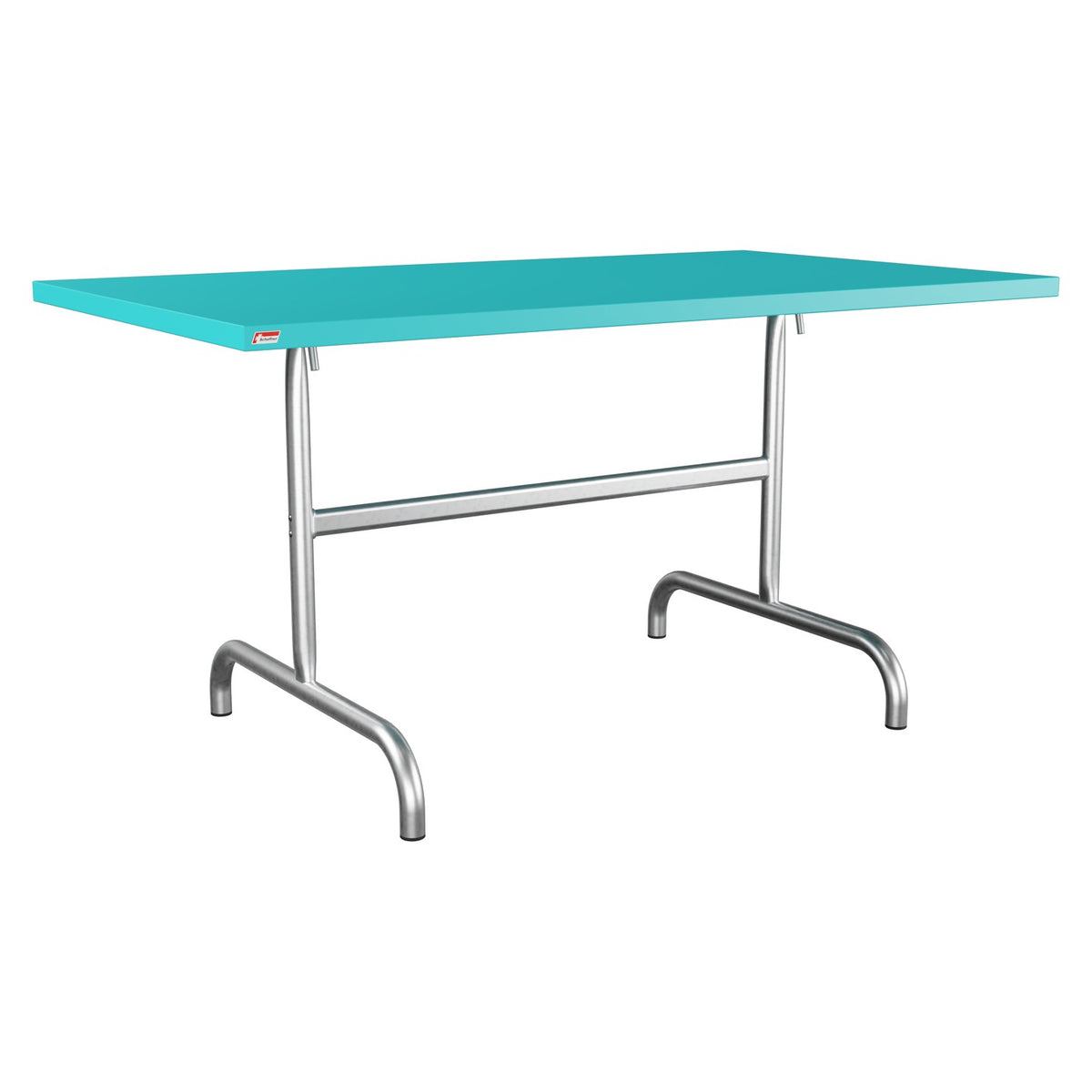 Schaffner Säntis Table repas rabattable 140x80cm – Turquoise 58 / Galvanisé à chaud 02