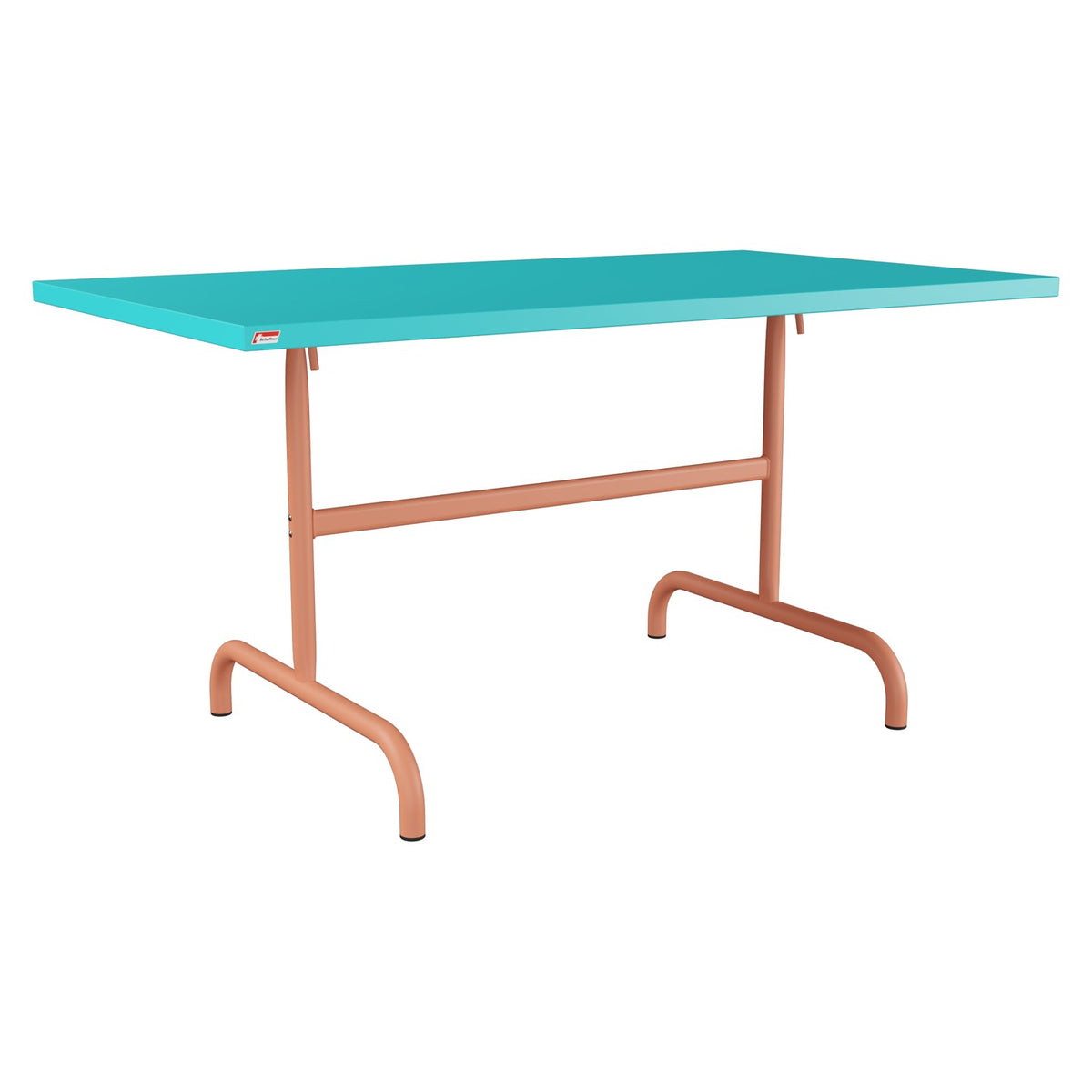 Schaffner Säntis Table repas rabattable 140x80cm – Turquoise 58 / Terracotta 84
