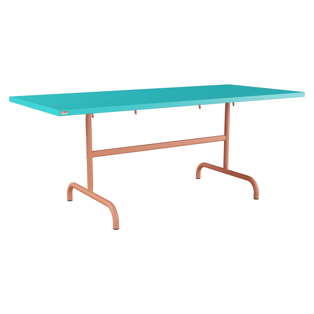 Schaffner Säntis Table repas rabattable 180x80cm – Turquoise 58 / Terracotta 84