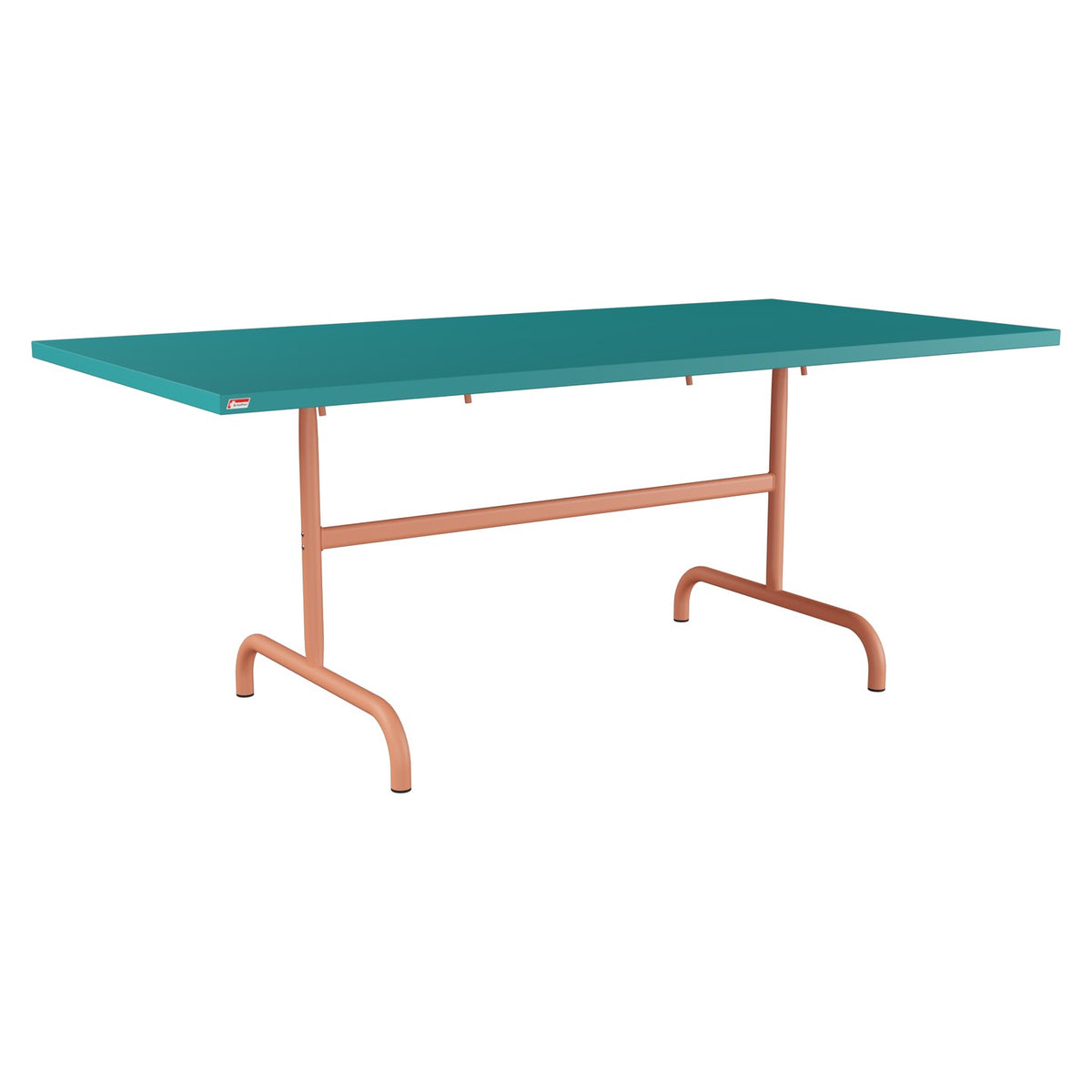 Schaffner Säntis Table repas rabattable 180x90cm – Bleu Kali 56 / Terracotta 84