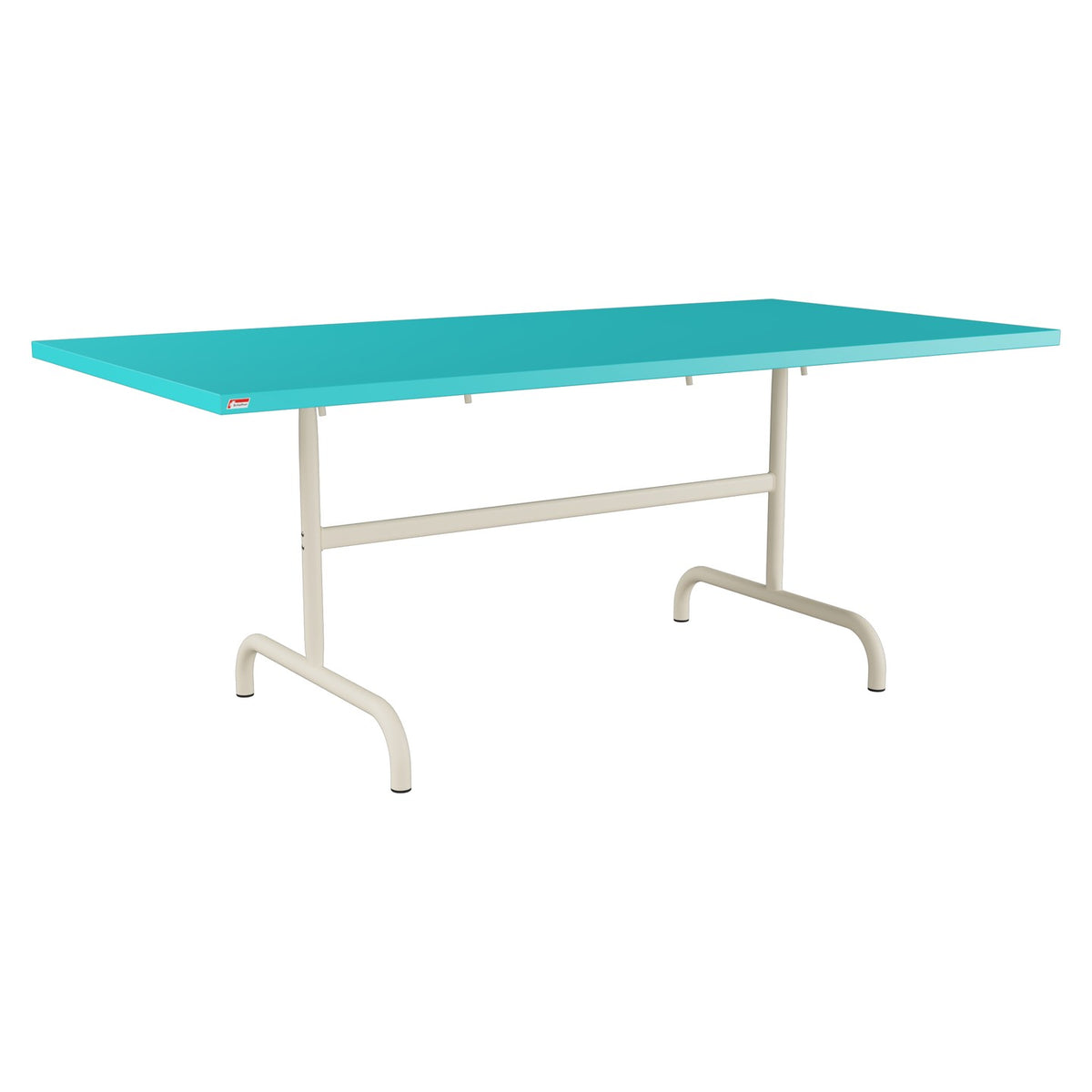 Schaffner Säntis Table repas rabattable 180x90cm – Turquoise 58 / Sable Pastel 15