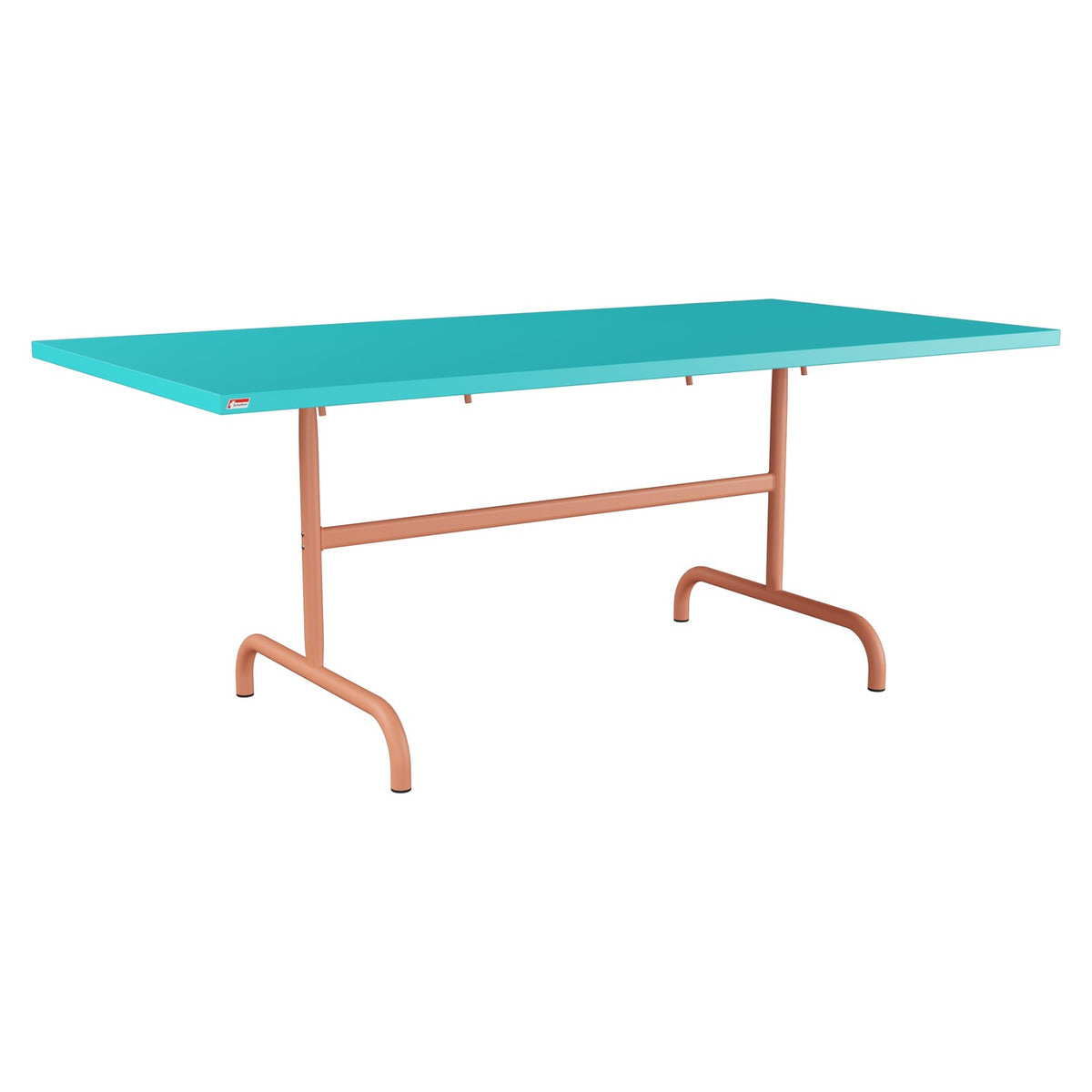 Schaffner Säntis Table repas rabattable 180x90cm – Turquoise 58 / Terracotta 84