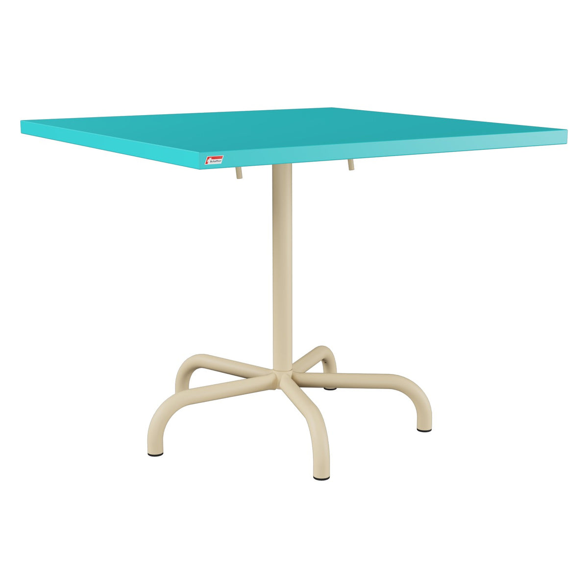 Schaffner Säntis Table repas rabattable 90x90cm – Turquoise 58 / Marron Pastel 83