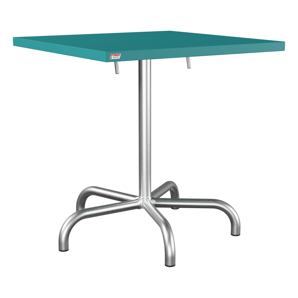 Schaffner Säntis Table repas rabattable 70x70cm – Bleu Kali 56 / Galvanisé à chaud 02
