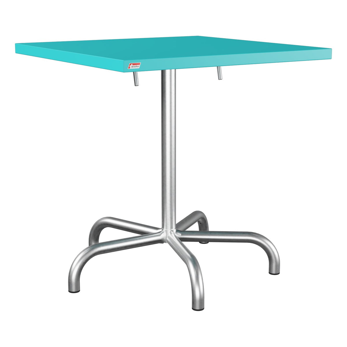 Schaffner Säntis Table repas rabattable 70x70cm – Turquoise 58 / Galvanisé à chaud 02