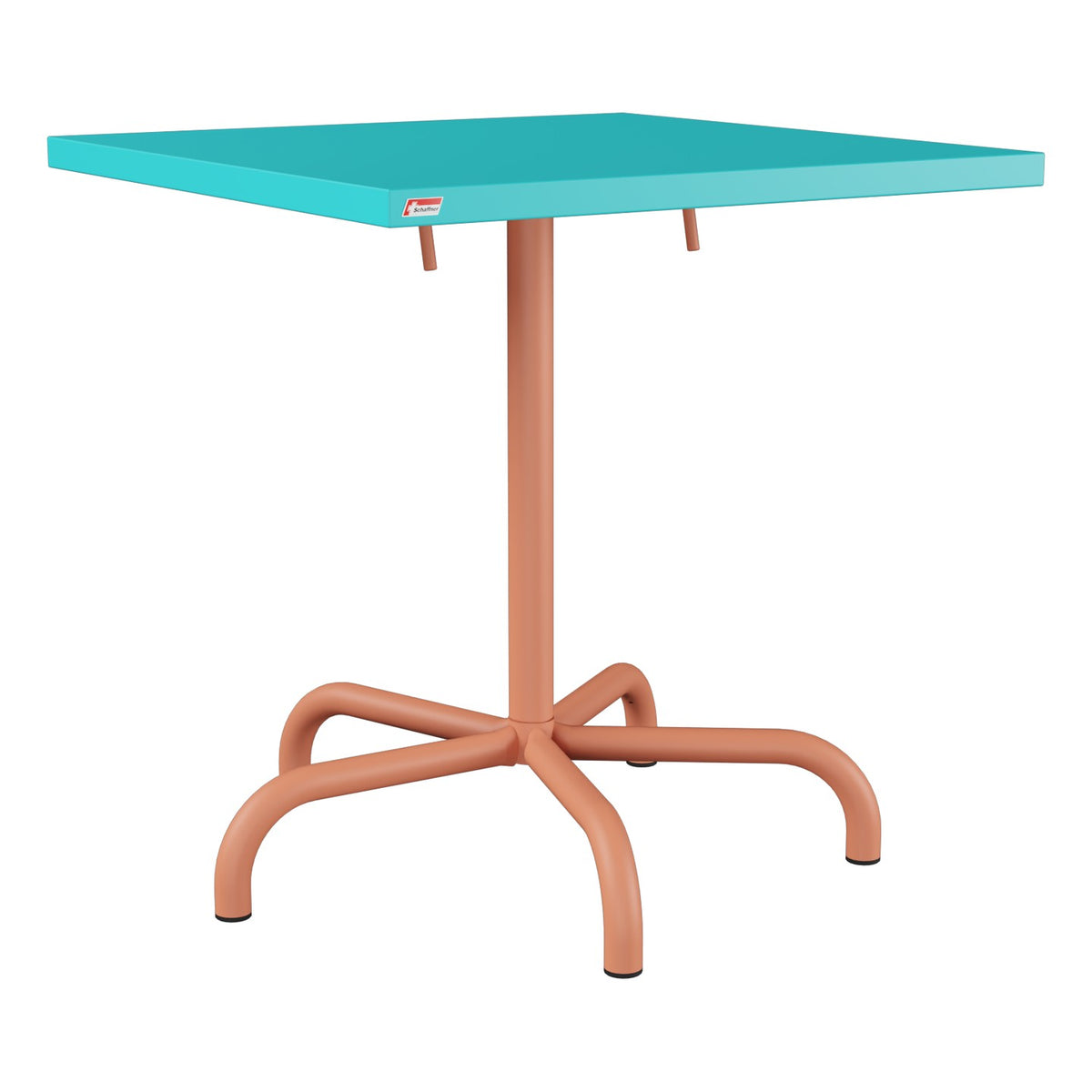 Schaffner Säntis Table repas rabattable 70x70cm – Turquoise 58 / Terracotta 84