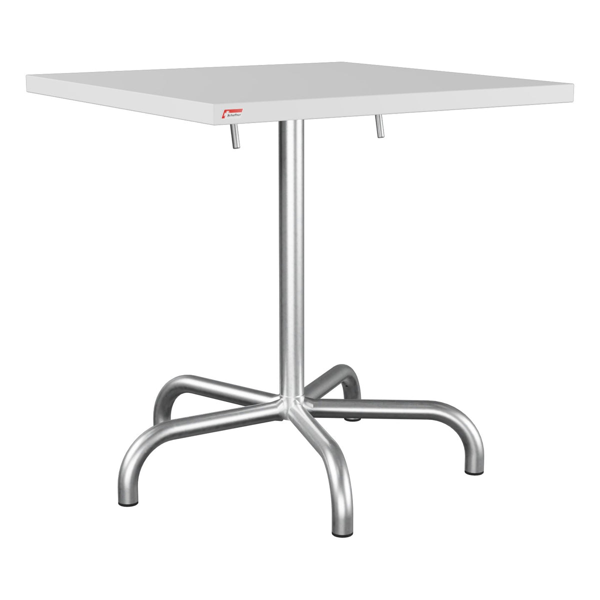 Schaffner Säntis Table repas rabattable 70x70cm – Blanc 90 / Galvanisé à chaud 02