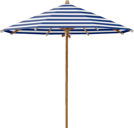 Glatz Parasol TEAKWOOD rond Cat.5 602 Blue Stripe
