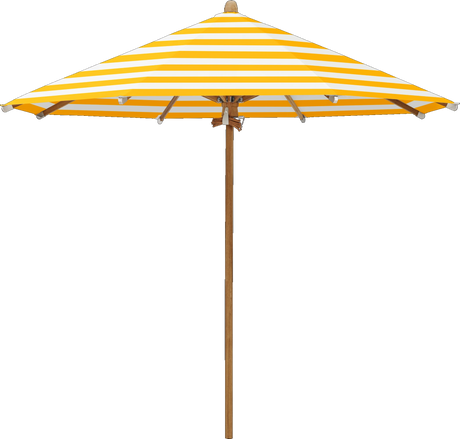 Glatz Parasol TEAKWOOD rond Cat.5 624 Yellow Stripe