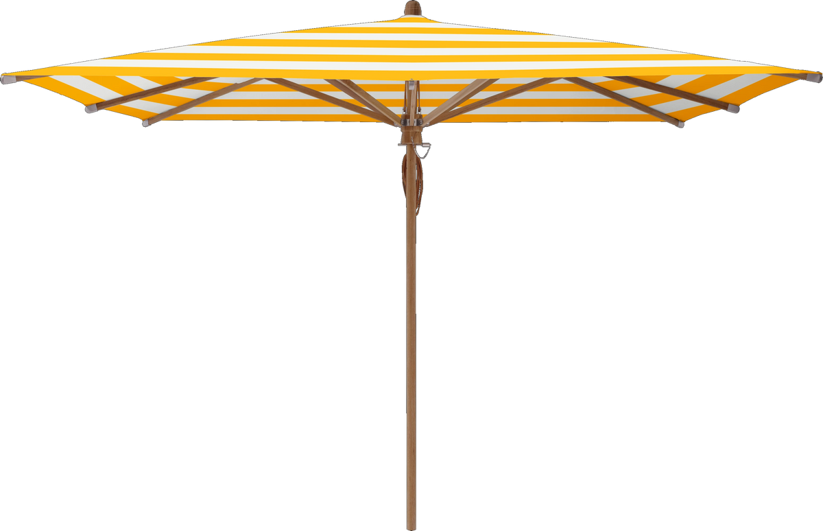 Glatz Parasol TEAKWOOD carre Cat.5 624 Yellow Stripe
