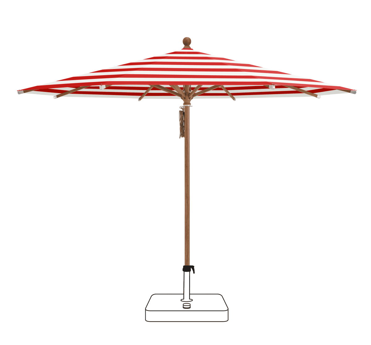 Glatz Parasol PIAZZA rond Cat.5 800 Red Stripe