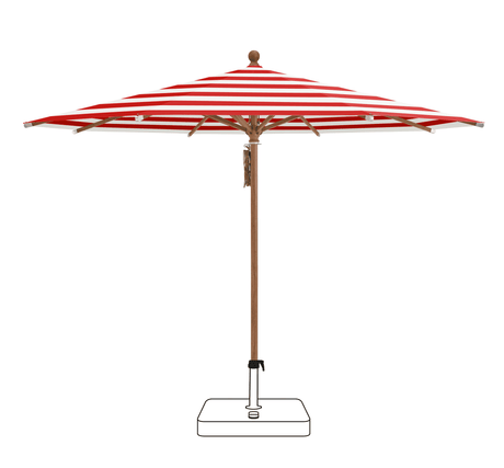 Glatz Parasol PIAZZA rond Cat.5 800 Red Stripe