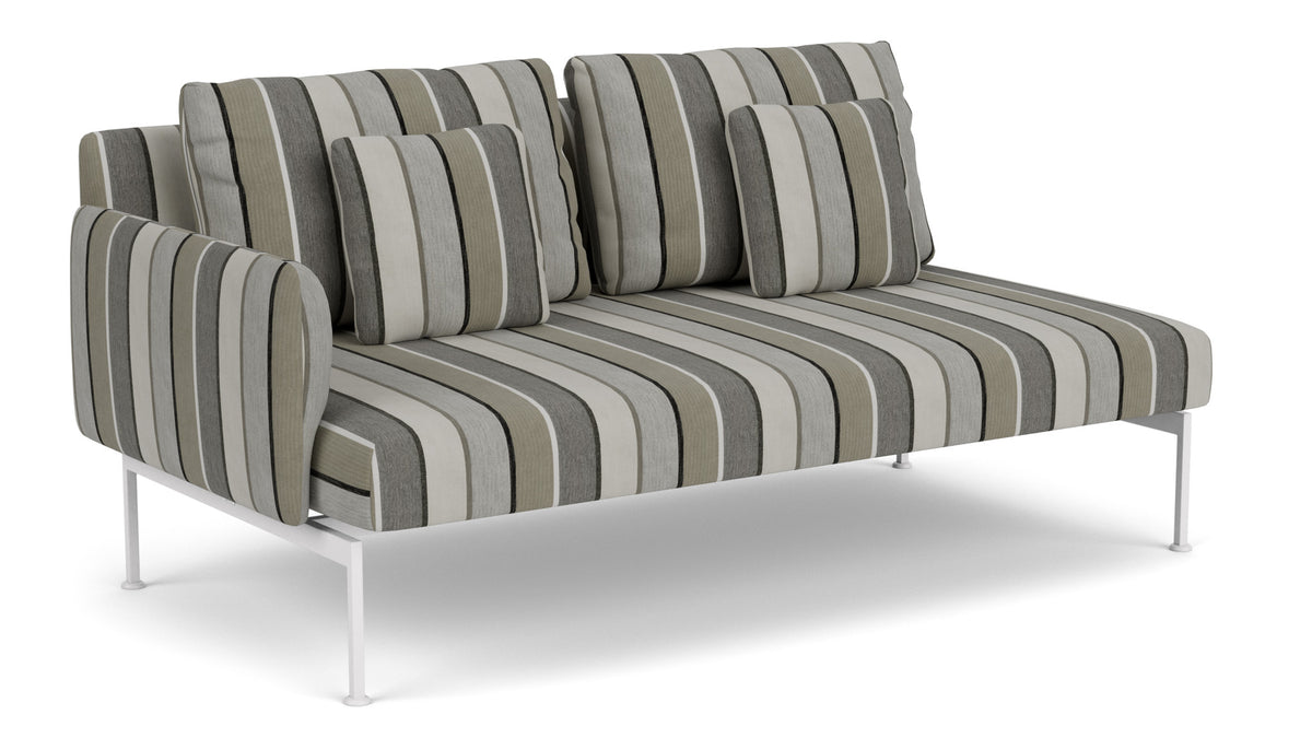 Barlow Tyrie Layout Deep Seating Double Seat - One Arm - avec coussins Armature Arctic White Quadri Grey 3778
