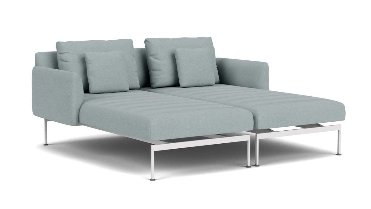 Barlow Tyrie Layout Deep Seating Double Chaise - Double seats et single backs + single low arms - avec coussins Armature Arctic White Frosty Chine 10025