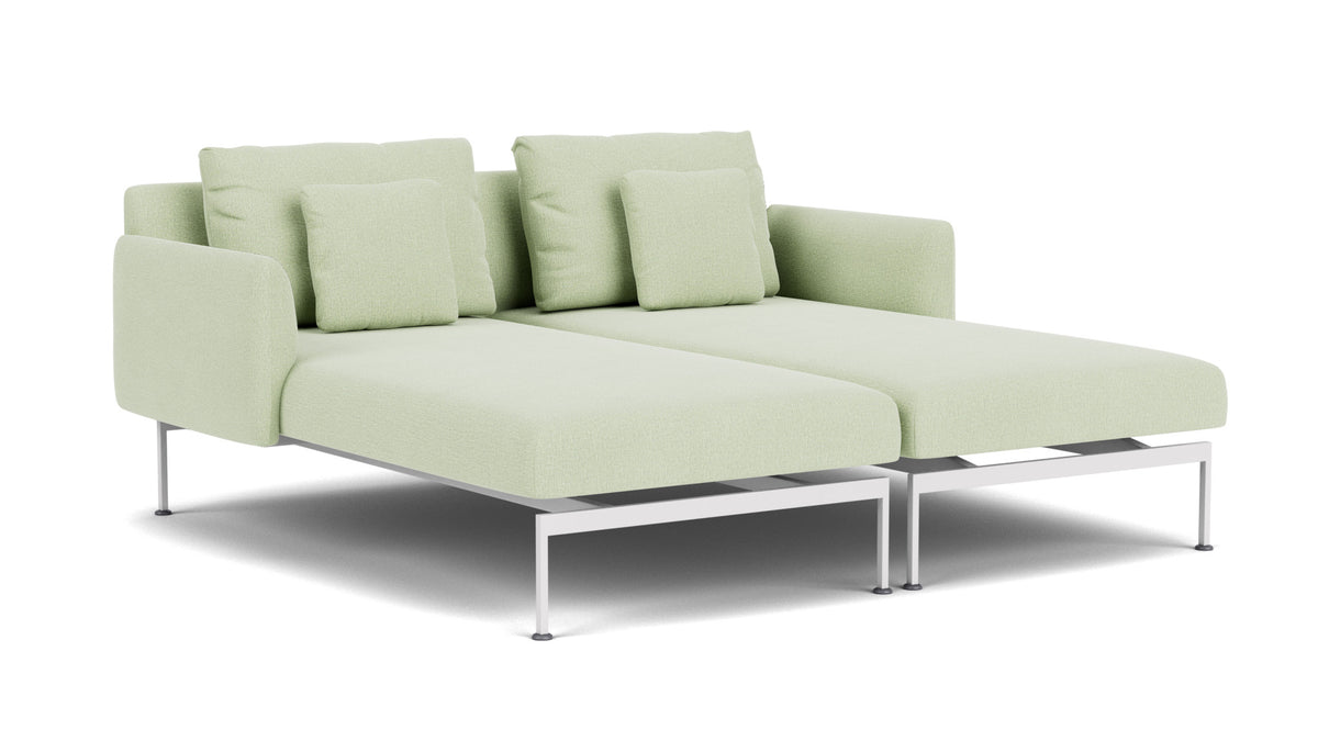 Barlow Tyrie Layout Deep Seating Double Chaise - Double seats et single backs + single low arms - avec coussins Armature Arctic White Mint 3967