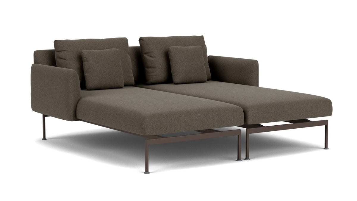 Barlow Tyrie Layout Deep Seating Double Chaise - Double seats et single backs + single low arms - avec coussins Armature Forge Grey Dark Taupe 10059