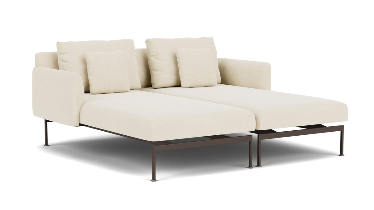 Barlow Tyrie Layout Deep Seating Double Chaise - Double seats et single backs + single low arms - avec coussins Armature Forge Grey Canvas 5453