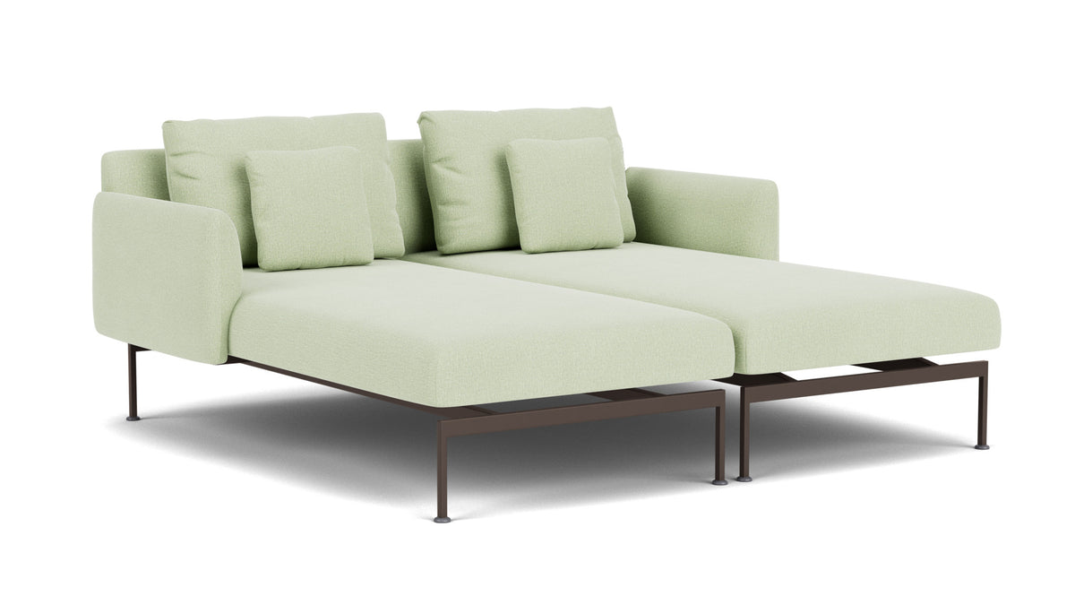 Barlow Tyrie Layout Deep Seating Double Chaise - Double seats et single backs + single low arms - avec coussins Armature Forge Grey Mint 3967