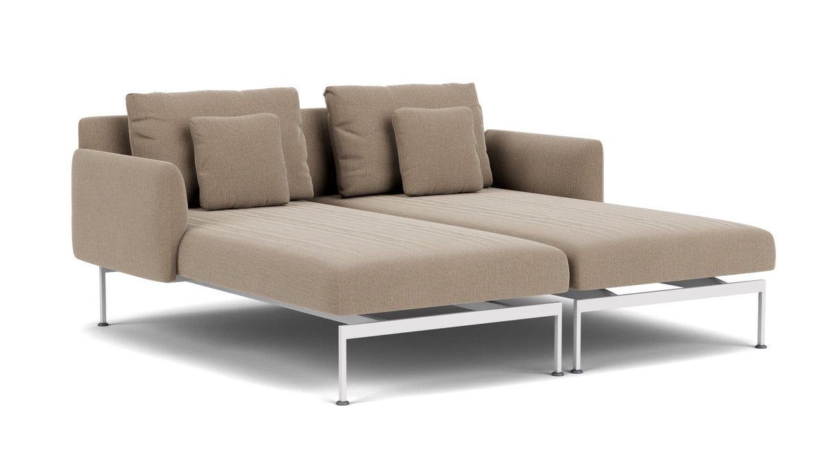 Barlow Tyrie Layout Deep Seating Double Chaise - Double seats et single backs + single low arms - avec coussins Armature Arctic White Taupe 3729