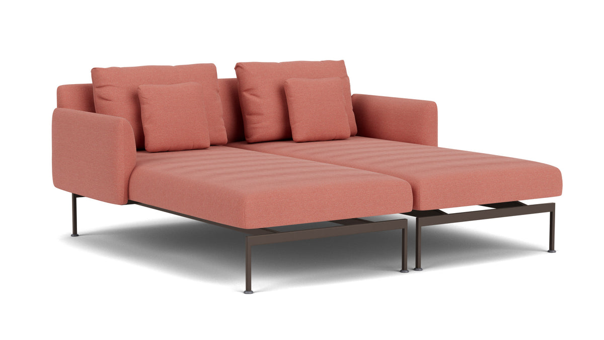 Barlow Tyrie Layout Deep Seating Double Chaise - Double seats et single backs + single low arms - avec coussins Armature Forge Grey Natte Flamingo 10234