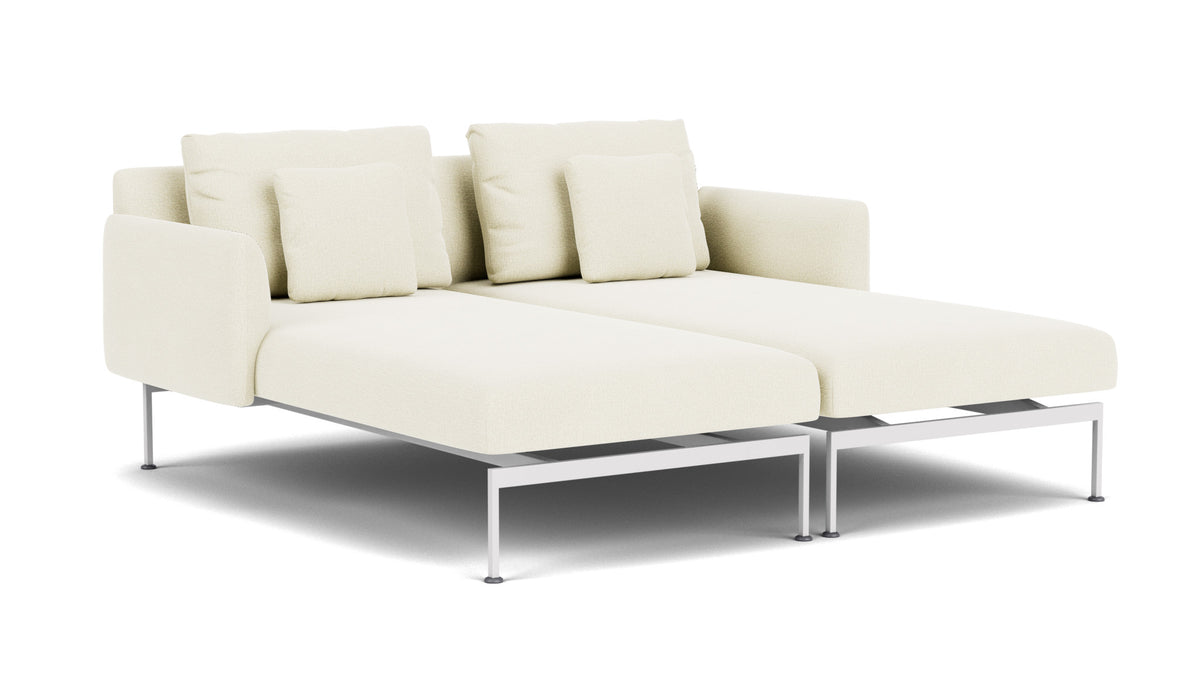 Barlow Tyrie Layout Deep Seating Double Chaise - Double seats et single backs + single low arms - avec coussins Armature Arctic White Natural 5404
