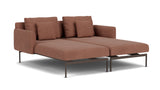Barlow Tyrie Layout Deep Seating Double Chaise - Double seats et single backs + single low arms - avec coussins Armature Forge Grey Heritage Rust 18021