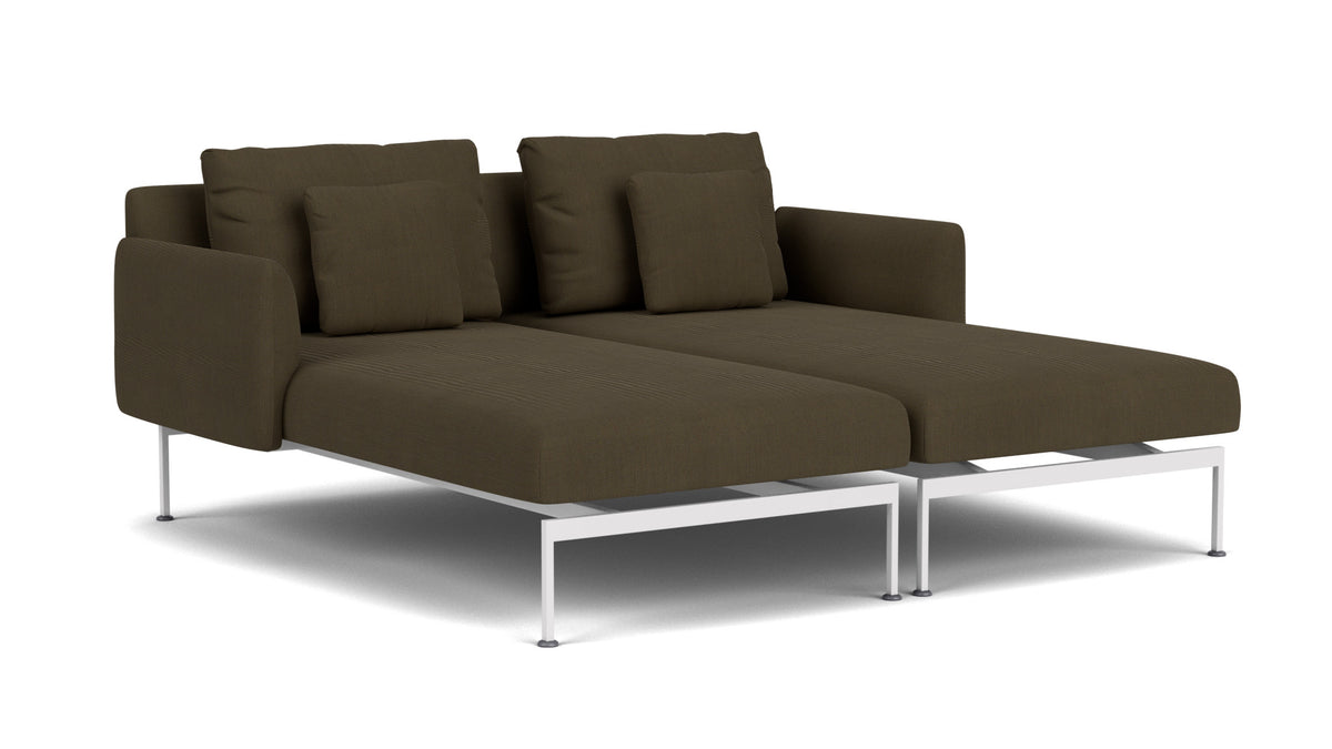 Barlow Tyrie Layout Deep Seating Double Chaise - Double seats et single backs + single low arms - avec coussins Armature Arctic White Charcoal 3705
