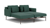 Barlow Tyrie Layout Deep Seating Double Chaise - Double seats et single backs + single low arms - avec coussins Armature Forge Grey Natte Ivy 10232