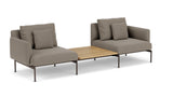 Barlow Tyrie Layout Deep Seating Companion Set - with Low Arms (two 1LYMB1 with low arms et bridging table 2LYB08) - avec coussins Armature Forge Grey Carbon Beige 10065