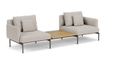Barlow Tyrie Layout Deep Seating Companion Set - with Low Arms (two 1LYMB1 with low arms et bridging table 2LYB08) - avec coussins Armature Forge Grey Chalk 10152