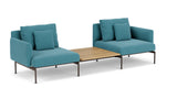 Barlow Tyrie Layout Deep Seating Companion Set - with Low Arms (two 1LYMB1 with low arms et bridging table 2LYB08) - avec coussins Armature Forge Grey Adriatic Blue 3941