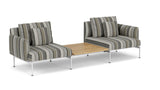 Barlow Tyrie Layout Deep Seating Companion Set - with Low Arms (two 1LYMB1 with low arms et bridging table 2LYB08) - avec coussins Armature Arctic White Quadri Grey 3778