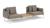 Barlow Tyrie Layout Deep Seating Companion Set - with Low Arms (two 1LYMB1 with low arms et bridging table 2LYB08) - avec coussins Armature Arctic White Carbon Beige 10065