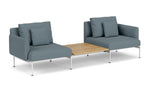 Barlow Tyrie Layout Deep Seating Companion Set - with Low Arms (two 1LYMB1 with low arms et bridging table 2LYB08) - avec coussins Armature Arctic White Carbon Sky 10064
