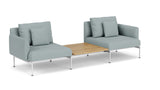 Barlow Tyrie Layout Deep Seating Companion Set - with Low Arms (two 1LYMB1 with low arms et bridging table 2LYB08) - avec coussins Armature Arctic White Frosty Chine 10025