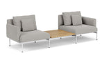 Barlow Tyrie Layout Deep Seating Companion Set - with Low Arms (two 1LYMB1 with low arms et bridging table 2LYB08) - avec coussins Armature Arctic White Lead Chine 3756
