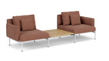 Barlow Tyrie Layout Deep Seating Companion Set - with Low Arms (two 1LYMB1 with low arms et bridging table 2LYB08) - avec coussins Armature Arctic White Heritage Rust 18021