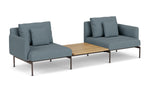 Barlow Tyrie Layout Deep Seating Companion Set - with Low Arms (two 1LYMB1 with low arms et bridging table 2LYB08) - avec coussins Armature Forge Grey Carbon Sky 10064