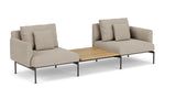 Barlow Tyrie Layout Deep Seating Companion Set - with Low Arms (two 1LYMB1 with low arms et bridging table 2LYB08) - avec coussins Armature Forge Grey Stone 3988