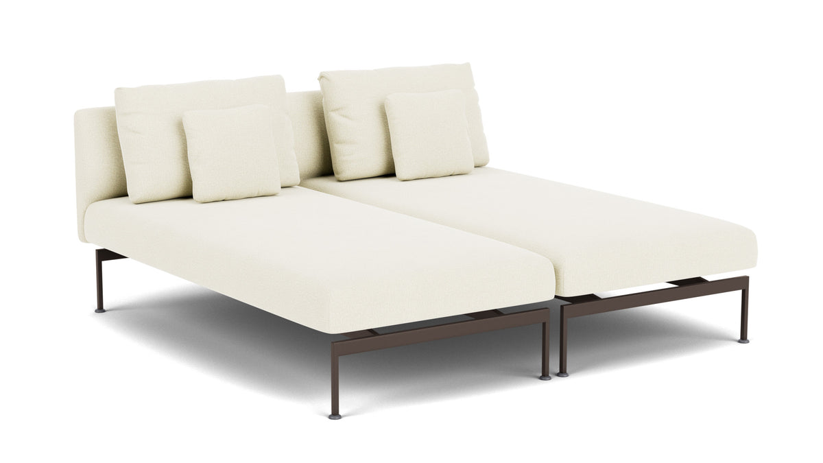 Barlow Tyrie Layout Deep Seating Double Chaise longue - Double seats with single backs - avec coussins Armature Forge Grey Natural 5404