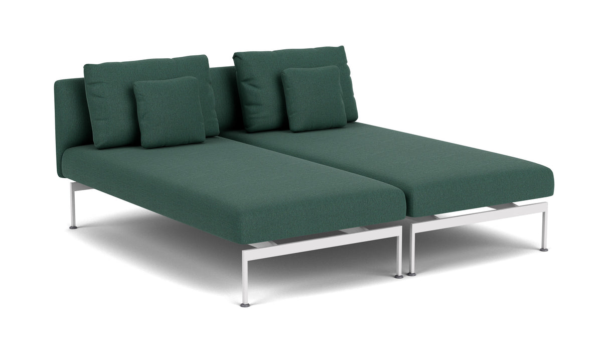 Barlow Tyrie Layout Deep Seating Double Chaise longue - Double seats with single backs - avec coussins Armature Arctic White Natte Ivy 10232