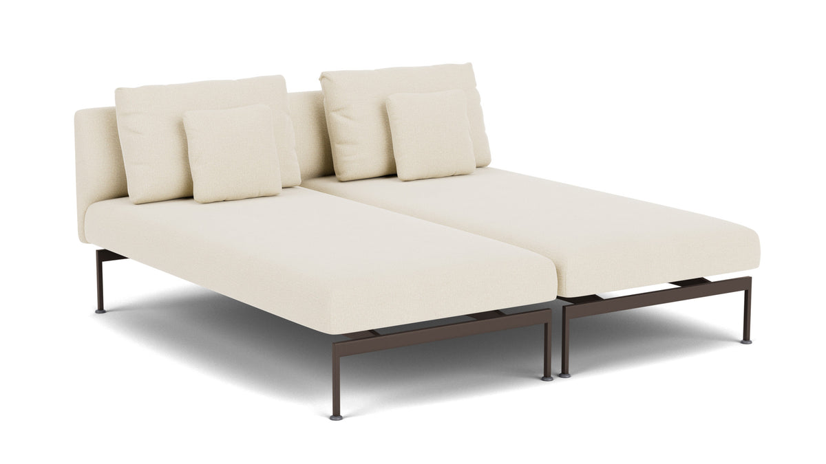 Barlow Tyrie Layout Deep Seating Double Chaise longue - Double seats with single backs - avec coussins Armature Forge Grey Canvas 5453