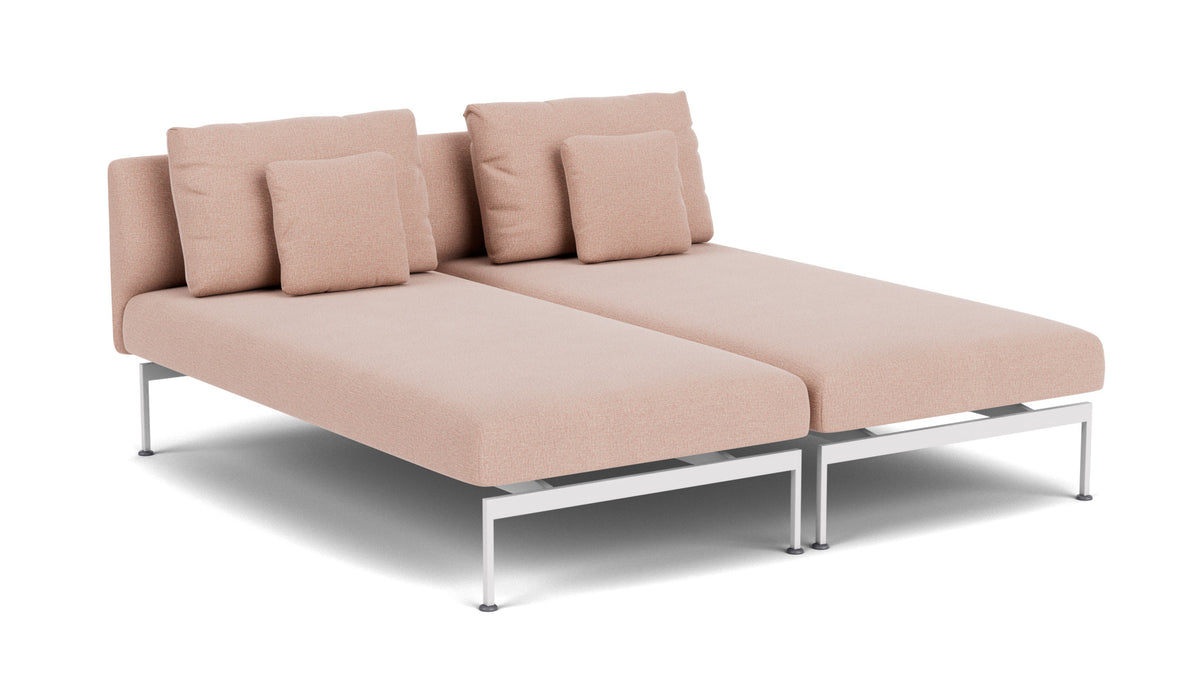 Barlow Tyrie Layout Deep Seating Double Chaise longue - Double seats with single backs - avec coussins Armature Arctic White Blush 3965